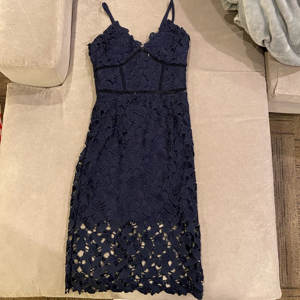 Lord and Taylor Navy Midi Dress